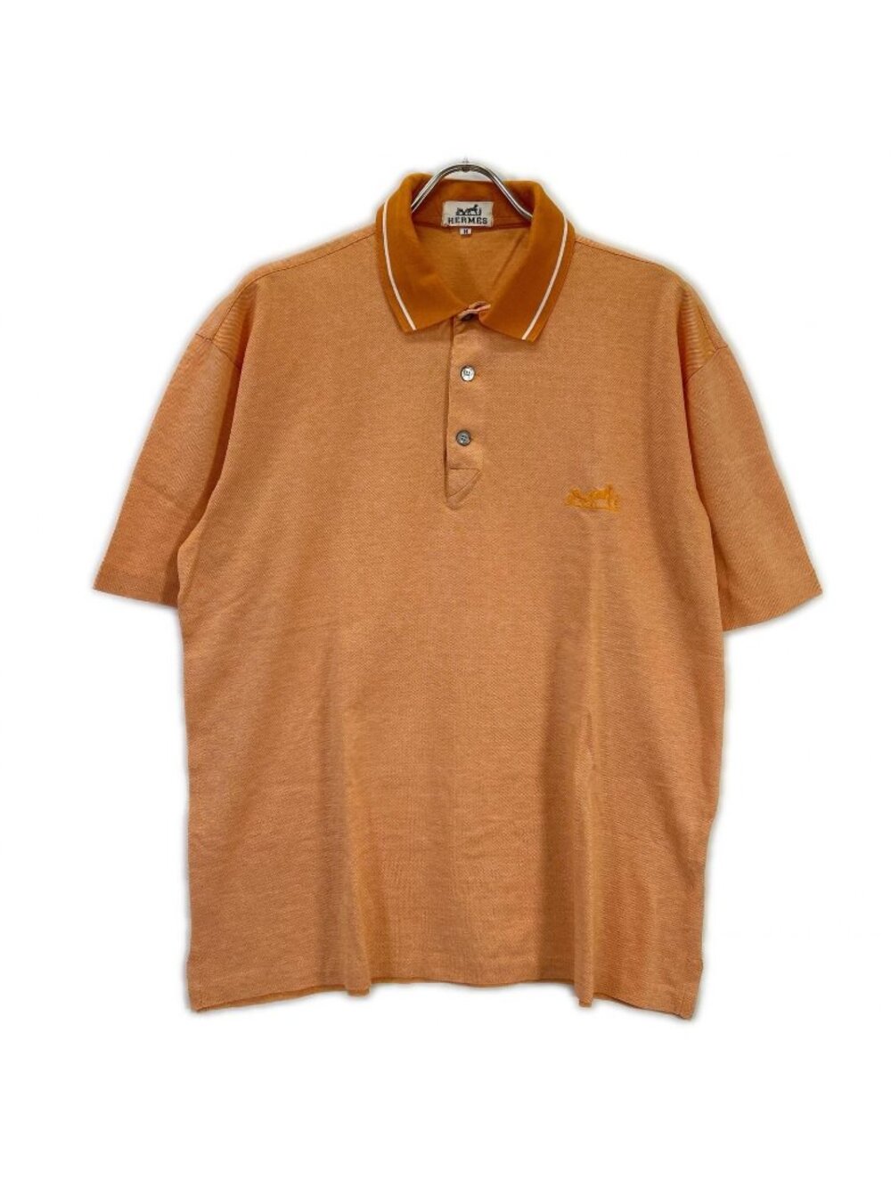 Hermes Orange Cotton Logo Embroidery Polo